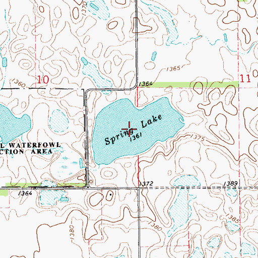 Topographic Map of Spring Lake, SD