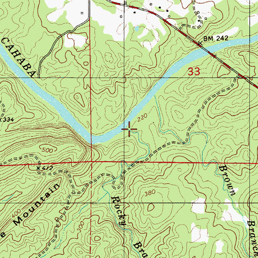 Topographic Map of Rocky Branch, AL