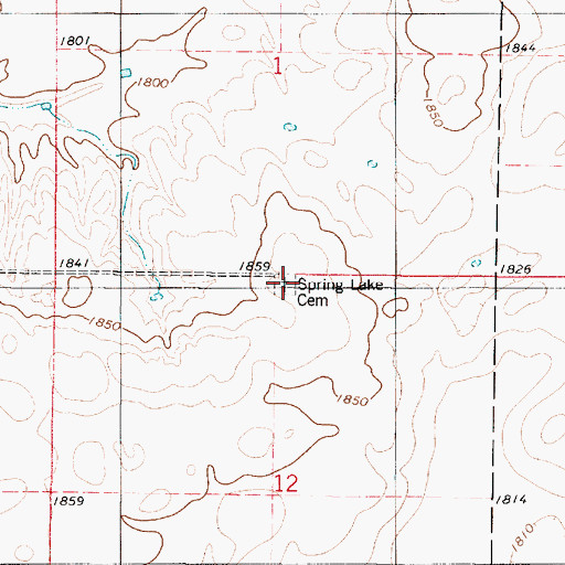 Topographic Map of Spring Lake Cemetery, SD