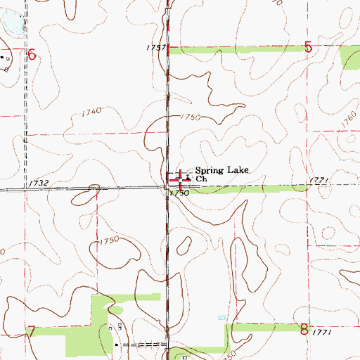 Topographic Map of Spring Lake Church, SD