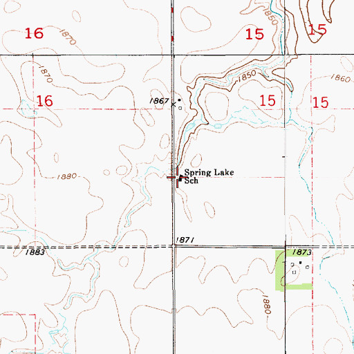 Topographic Map of Spring Lake School, SD
