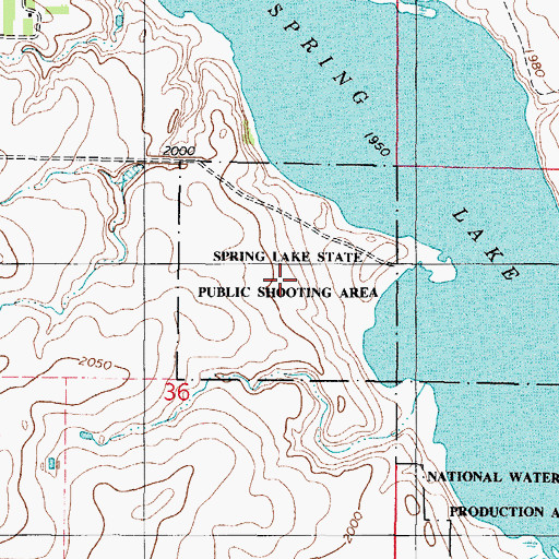 Topographic Map of Spring Lake State Public Shooting Area, SD