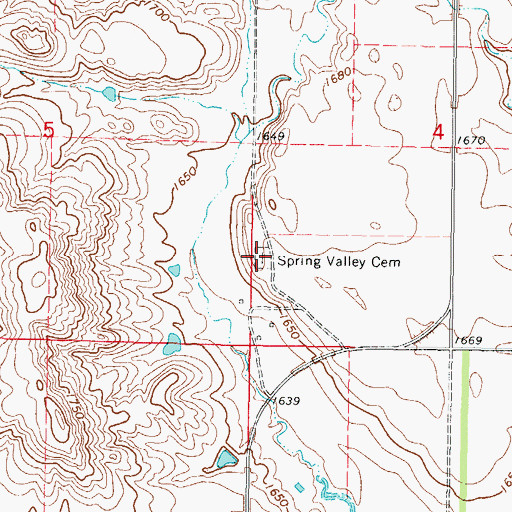 Topographic Map of Spring Valley Cemetery, SD