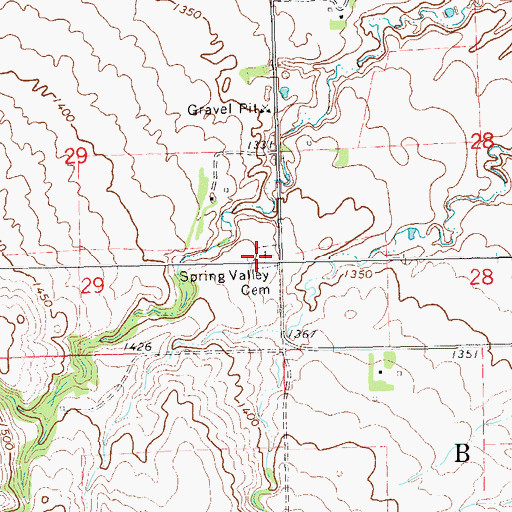 Topographic Map of Spring Valley Cemetery, SD
