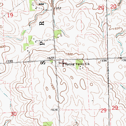 Topographic Map of Spring Valley Church, SD