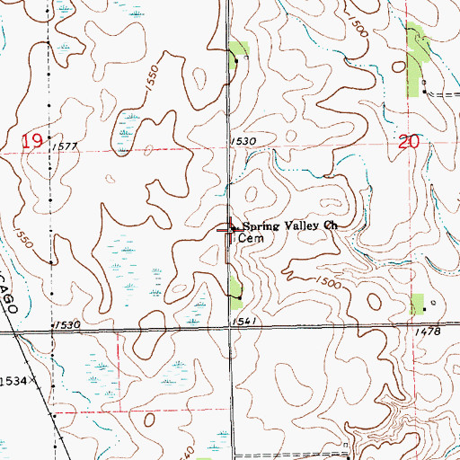 Topographic Map of Spring Valley Church, SD