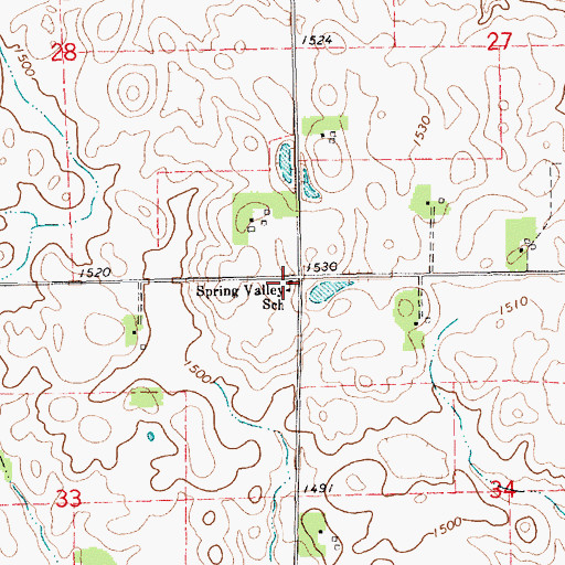 Topographic Map of Spring Valley School, SD