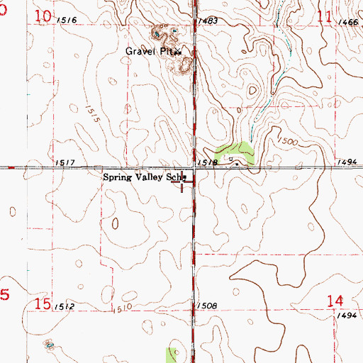 Topographic Map of Spring Valley School, SD