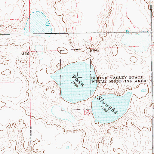 Topographic Map of Spring Valley State Public Shooting Area, SD
