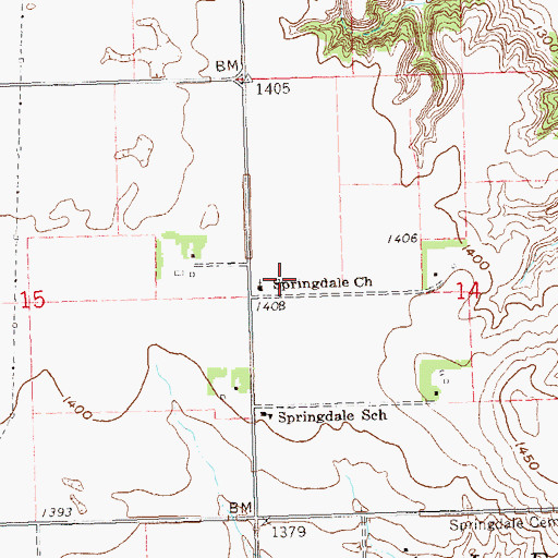 Topographic Map of Springdale Church, SD