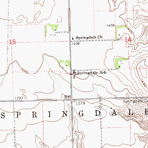 Topographic Map of Springdale School, SD