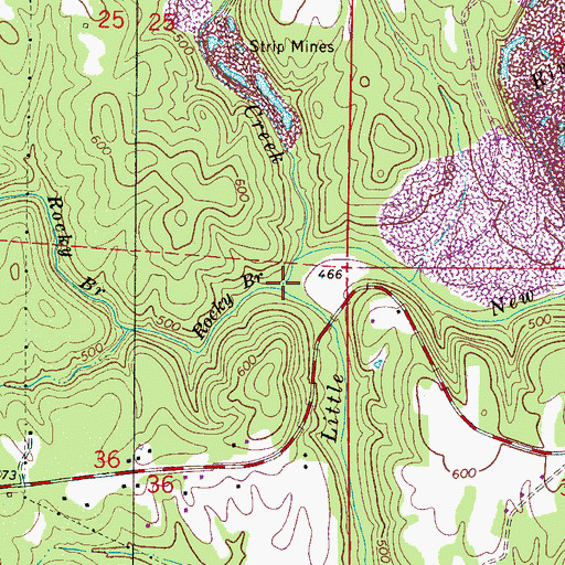 Topographic Map of Rocky Branch, AL