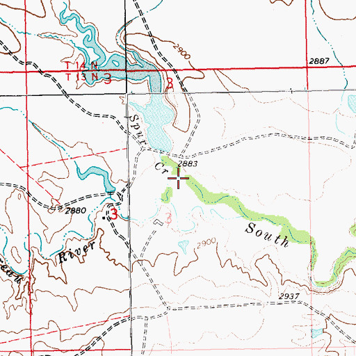 Topographic Map of Spur Creek, SD