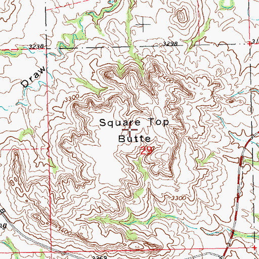 Topographic Map of Square Top Butte, SD
