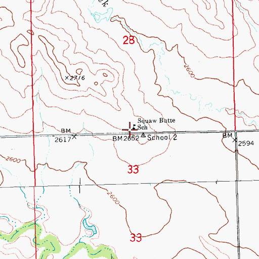 Topographic Map of Squaw Butte School (historical), SD