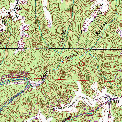 Topographic Map of Rocky Branch, AL