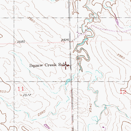 Topographic Map of Squaw Creek School (historical), SD