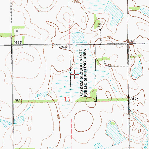 Topographic Map of Stadem Slough State Public Shooting Area, SD