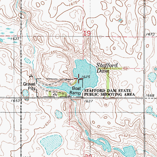 Topographic Map of Stafford Dam, SD