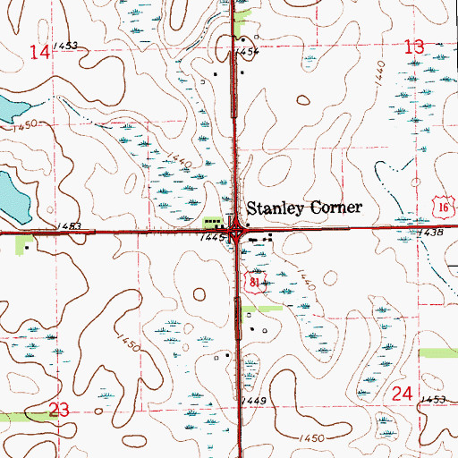 Topographic Map of Stanley Corner, SD
