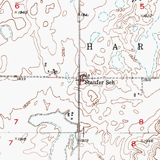 Topographic Map of Staufer School, SD
