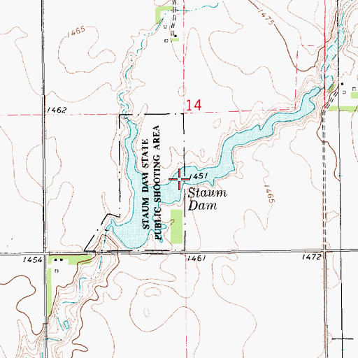 Topographic Map of Staum Dam, SD