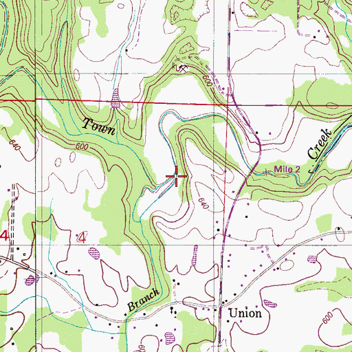 Topographic Map of Rocky Branch, AL