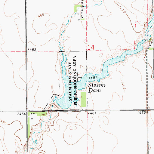 Topographic Map of Staum Dam State Public Shooting Area, SD