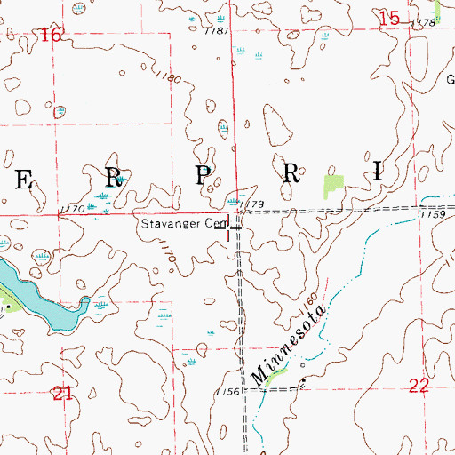 Topographic Map of Stavanger Cemetery, SD