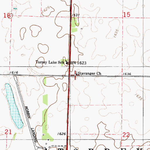 Topographic Map of Stavanger Church, SD