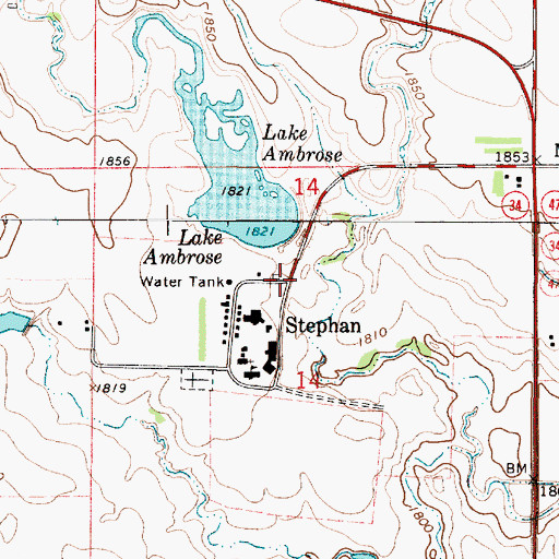 Topographic Map of Stephan, SD