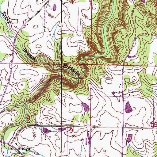 Topographic Map of Rocky Branch, AL