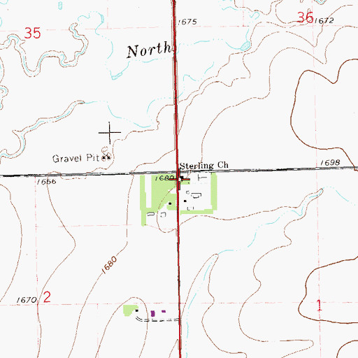Topographic Map of Sterling Church, SD