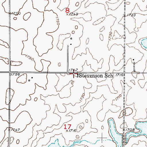 Topographic Map of Stevenson School, SD