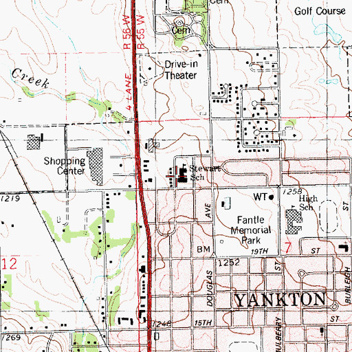 Topographic Map of Stewart Elementary School, SD