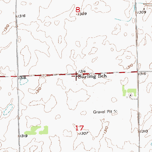 Topographic Map of Stirling School, SD