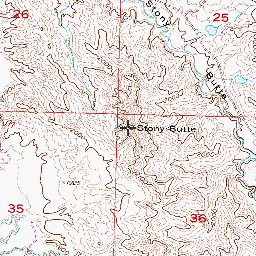 Topographic Map of Stony Butte, SD