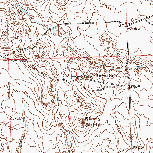Topographic Map of Stony Butte School, SD