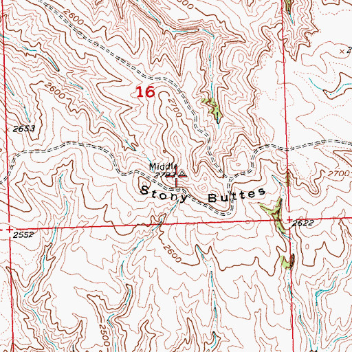 Topographic Map of Stony Buttes, SD
