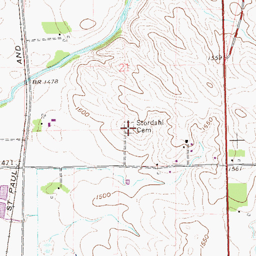 Topographic Map of Stordahl Cemetery, SD