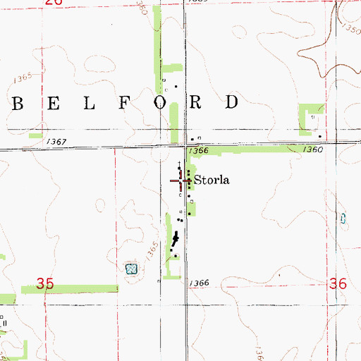 Topographic Map of Storla, SD