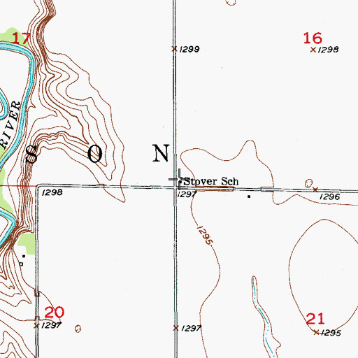 Topographic Map of Stover School, SD