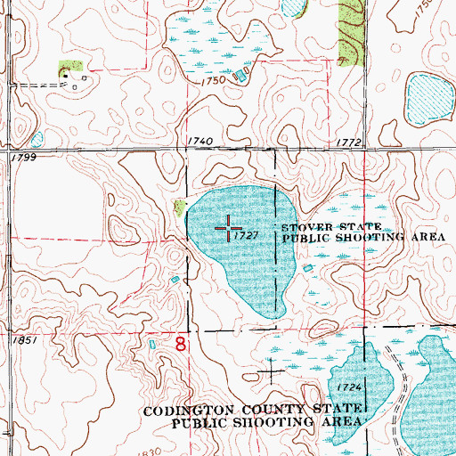 Topographic Map of Stover State Public Shooting Area, SD