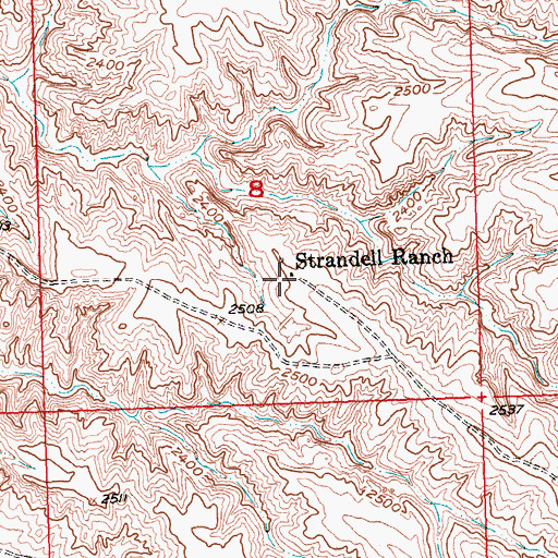 Topographic Map of Strandell Ranch, SD