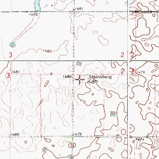 Topographic Map of New Straasburg Cemetery, SD
