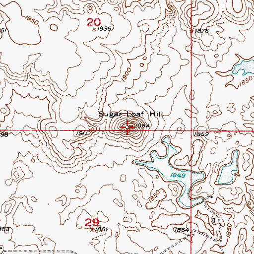 Topographic Map of Sugar Loaf Hill, SD