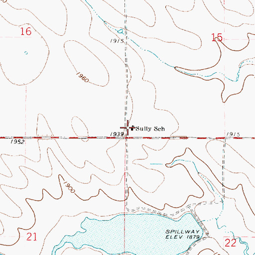 Topographic Map of Sully School, SD