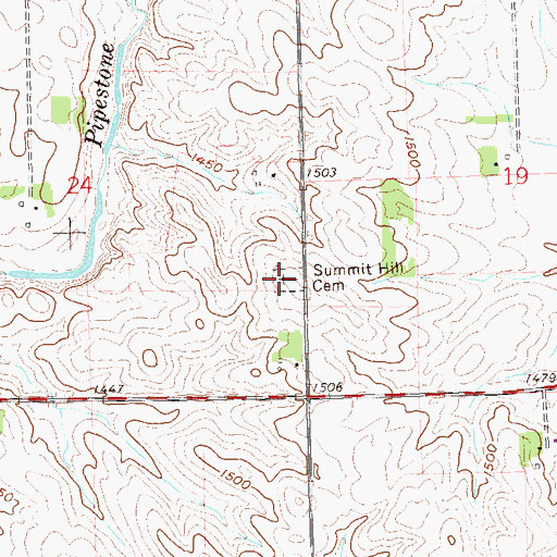 Topographic Map of Summit Hill Cemetery, SD