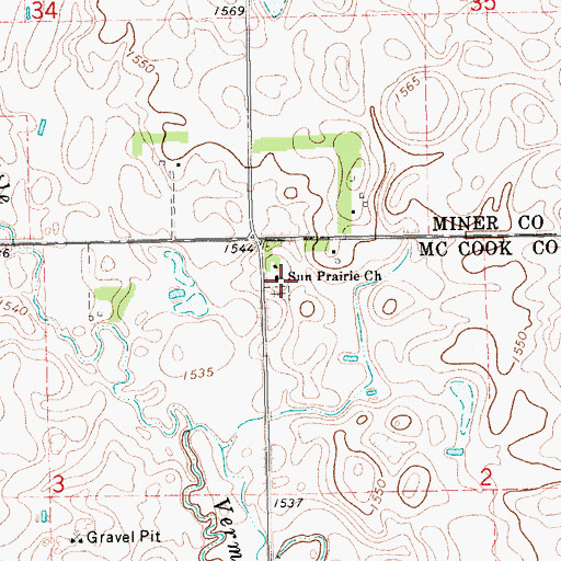 Topographic Map of Sun Prairie Church, SD