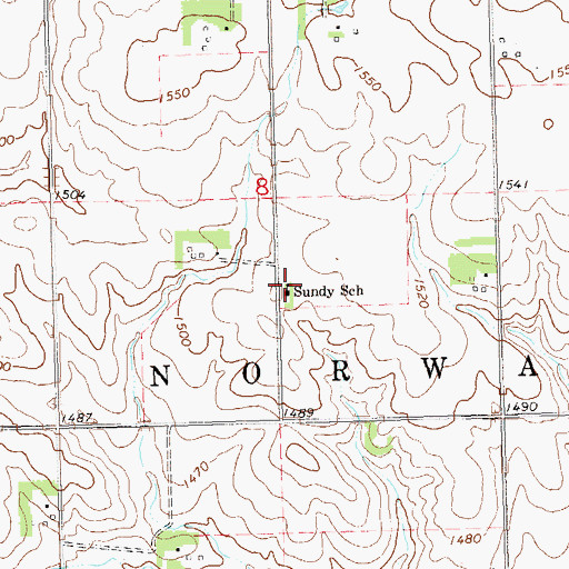 Topographic Map of Sundy School, SD